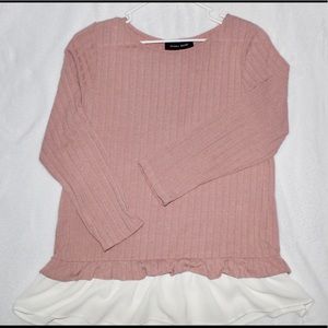 Ivanka Trump Rose ribbed chiffon ruffle sweater